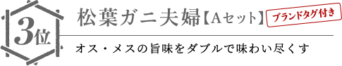 3位 松葉ガニ夫婦【Aセット】ブランドタグ付き…オス・メスの旨味をダブルで味わい尽くす
